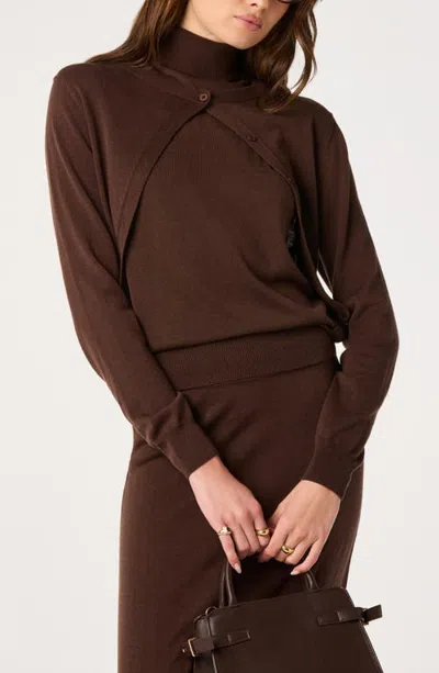 Astr The Label Kelly Mock Neck Sweater In Brown