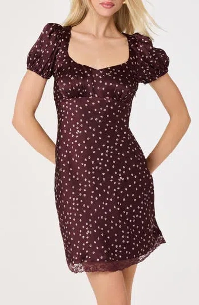 Astr The Label Kelsea Floral Satin Minidress In Burgundy