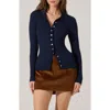 Astr The Label Keren Rib Polo Cardigan In Blue