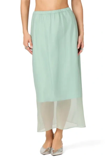 Astr The Label Keyara Sheer Overlay Midi Skirt In Green