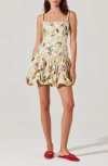 Astr The Label Keyla Floral Bubble Hem Cotton Minidress In Neutral