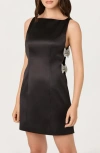 Astr The Label Kinsey Embellished Bow Satin Minidress In Black