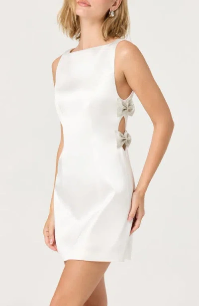 Astr The Label Kinsey Embellished Bow Satin Minidress In White