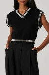 Astr Kirby Black Cropped V-neck Sweater Vest In Black White