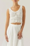 Astr The Label Kissel Eyelet Embroidered Shirred Crop Tank In White