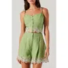 Astr The Label Kiya Eyelet Hem Linen Camisole In Green