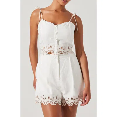 Astr The Label Kiya Eyelet Hem Linen Camisole In White