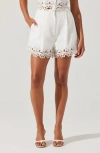 Astr The Label Kiya Eyelet Hem Linen Shorts
