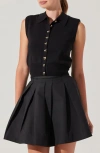Astr The Label Kori Collared Cotton Sweater Vest In Black