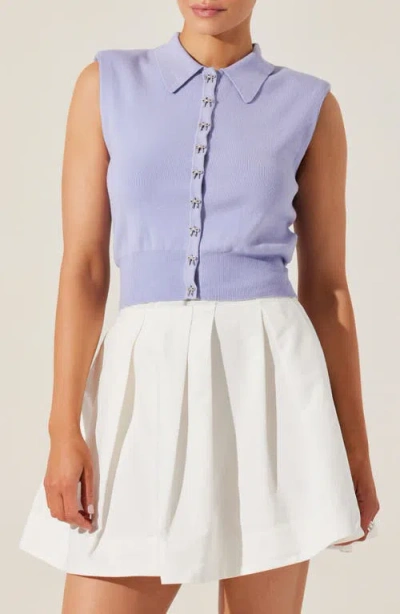 Astr The Label Kori Collared Cotton Sweater Vest In Periwinkle