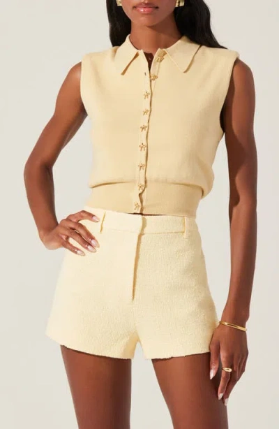 Astr The Label Kori Collared Cotton Sweater Vest In Yellow