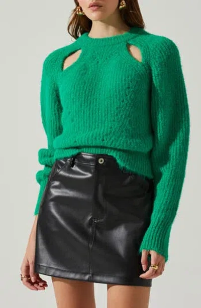Astr The Label Kris Cutout Sweater In Green