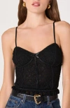 Astr The Label Lace Bustier Crop Camisole In Black