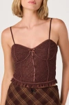 Astr The Label Lace Bustier Crop Camisole In Brown