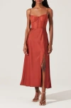 Astr The Label Lace Bustier Sleeveless Midi Dress In Rust