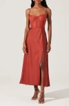 Astr The Label Lace Bustier Sleeveless Midi Dress In Rust