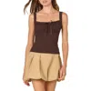 Astr The Label Lace Trim Milkmaid Top In Brown