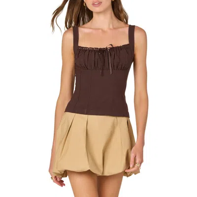 Astr The Label Lace Trim Milkmaid Top In Brown
