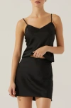 Astr The Label Lace Trim Satin Camisole In Black