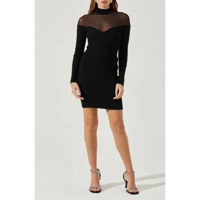 Astr The Label Larna Long Sleeve Sweater Dress In Black