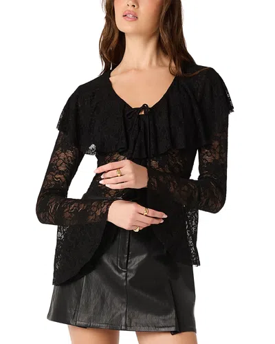 Astr The Label Lexie Lace Collared Top In Black
