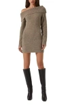 Astr The Label Leya Off The Shoulder Sweater Dress In Brown