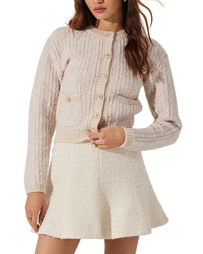 Astr The Label Leyla Decorative Button Cardigan In Oatmeal Lavender