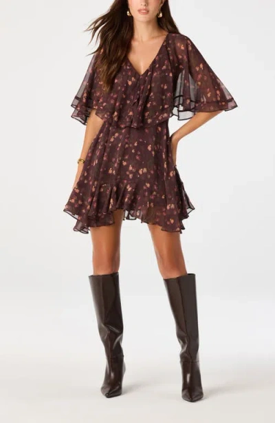 Astr The Label Lilah Floral Chiffon Minidress In Brown
