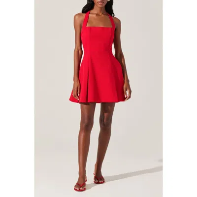 ASTR ASTR THE LABEL LILIBETH PLEATED HALTER MINIDRESS
