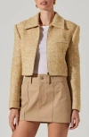 Astr The Label Lindsay Tweed Zip Jacket In Yellow