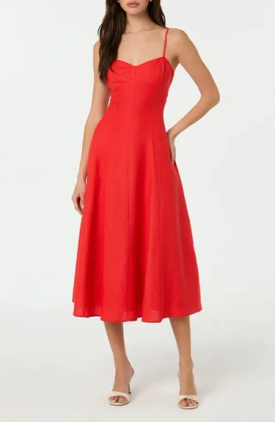 Astr The Label Linen Blend Midi Dress