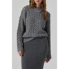 Astr The Label Lisbeth Cable Stitch Sweater In Grey