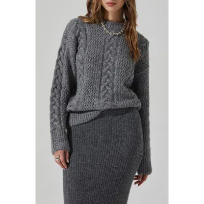 Astr The Label Lisbeth Cable Stitch Sweater In Grey
