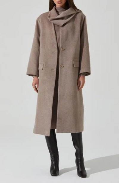 Astr The Label Londyn Cowl Neck Coat In Taupe