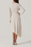 Astr The Label Long Sleeve Asymmetric Hem Midi Dress In Ecru