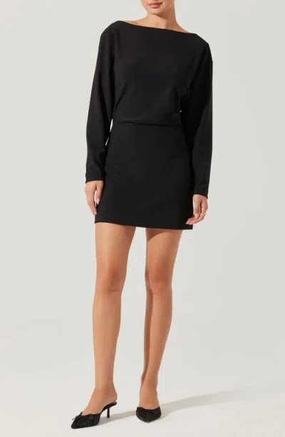 Astr The Label Long Sleeve Crepe Minidress In Black | ModeSens