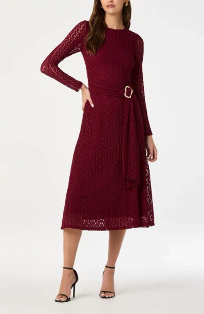 Astr The Label Long Sleeve Lace Midi Dress In Multi