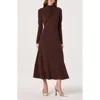 Astr The Label Long Sleeve Mock Neck Dress In Brown