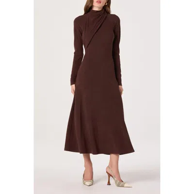 Astr The Label Long Sleeve Mock Neck Dress In Brown
