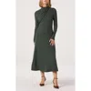Astr The Label Long Sleeve Mock Neck Dress In Green