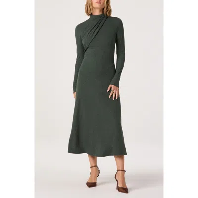 Astr The Label Long Sleeve Mock Neck Dress In Green