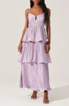 Astr The Label Lupin Plissé Sleeveles Tiered Maxi Dress In Lilac