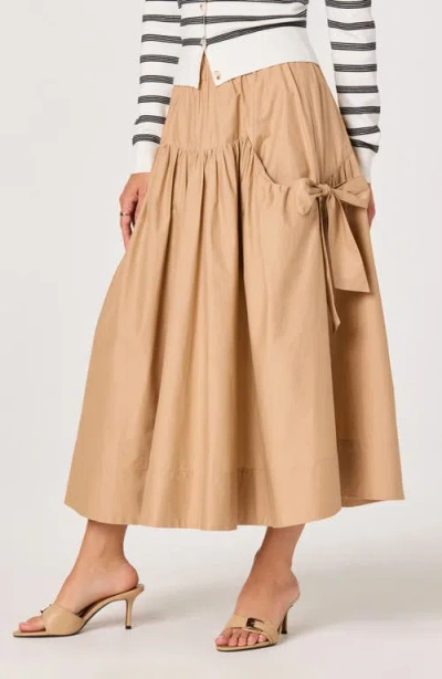 Astr The Label Lylah Bow Detail Cotton Skirt In Nude