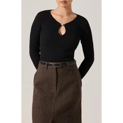 Astr The Label Lynly Ribbed Cutout Sweater In Black