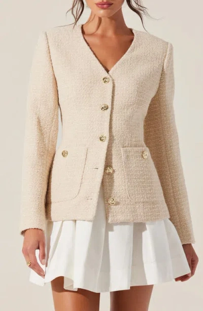 Astr The Label Lysanor Tweed Jacket In Oatmeal