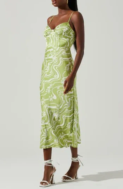 Astr The Label Mabel Floral Midi Dress In Celery Floral