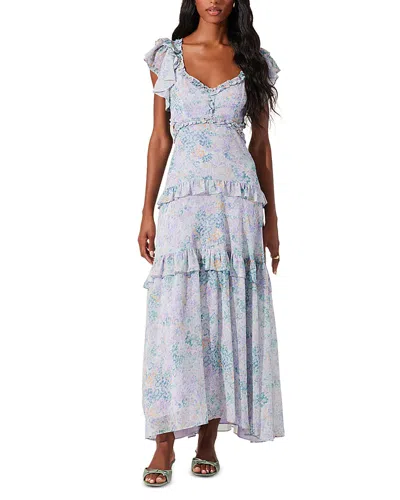 Astr The Label Mable Ruffled Maxi Dress In Lilac Green Floral