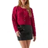 Astr Women's Madison Embellished Cable-knit Sweater In Pink