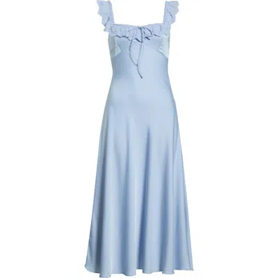 Astr The Label Makiya Lace Trim Satin Dress In Blue