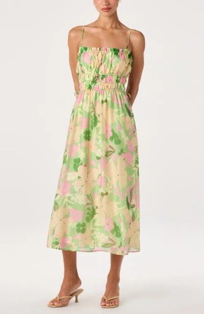 Astr The Label Maren Floral Print A-line Dress In Green